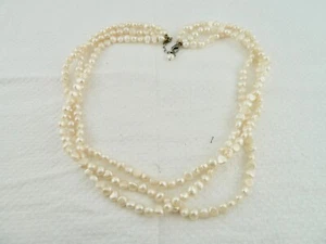 Perlen Kette 3 Reihig barock Schloss Silber 925 - Bild 1 von 9