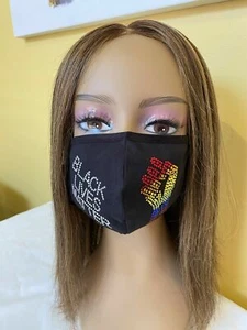 LGBTQ Gay Pride Black Lives Matter Rhinestone Bling Face Mask Washable Reusable - Picture 1 of 7