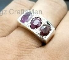 Ruby Gemstone Unisex Ring 925 Sterling Silver Size 9 Multi Stone Ring Size 9 