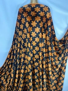 NUEVO Vestido/Cortina/Cojín Tela Terciopelo Burnout Naranja Quemado y Negro Floral - Imagen 1 de 12