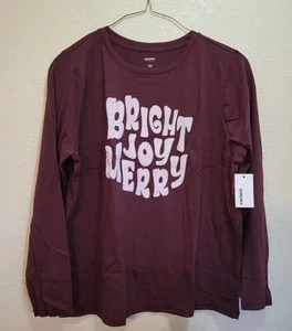 Camiseta Sonoma Goods For Life manga larga talla XXL ""BRIGHT JOY MERRY"" NUEVA CON ETIQUETAS - Imagen 1 de 8
