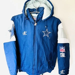 VTG Dallas Cowboys Logo Athletic Jacket NFL Pro Line Puffer Coat Mens Size Large - Picture 1 of 21