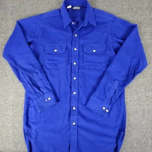 Vtg 70's Lands End Chamois Shirt Mens LT TALL Blue Heavyweight Button Up USA - Picture 1 of 8
