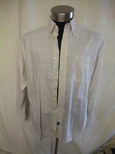 Mens Shirt Austin Reed XL collar 17"/44cm ivory check pure cotton, casual 8216 - Picture 1 of 3