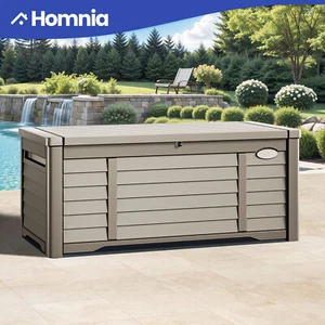 Large 120 Gallon Brown Outdoor Storage Chest Resin Pool Deck Organizer Lockable - Picture 1 of 10
