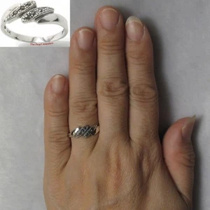 Beautiful Twin-Tear 925 Sterling Silver Cocktail Ring Studded w/ Marcasite - TPJ - Picture 1 of 6