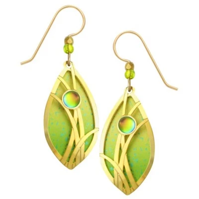Adajio Vibrant Citrine & Lime Grasses Overlay Leaf-Shaped Pierced Earrings - Image 1 of 2