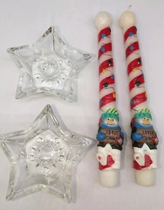 Candele di Natale vintage Polo Nord Tapers Robert Alan 10" con porta stelle in vetro ottime condizioni - Foto 1 di 24