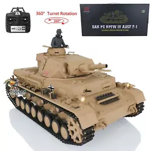 1/16 Henglong 7.0 German Panzer IV F Plastic RTR BB IR RC Tank 3858 360° Turret - Picture 1 of 12