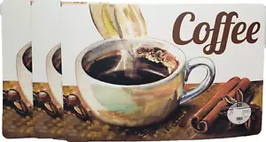 Set aus 3 gleichen Vinyl/Schaumstoff Rückseite Tischsets (12" x 18") HEISSE KAFFEETASSE, BH - Bild 1 von 11