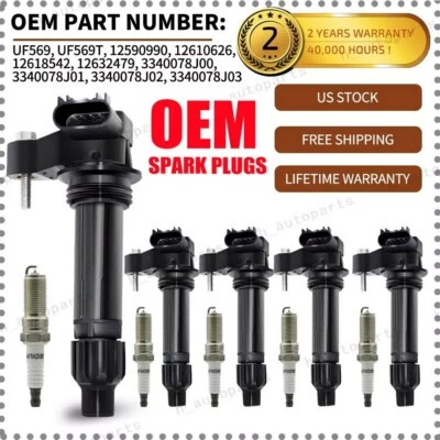 Pacote com 6 bobinas de ignição + velas de ignição para Chevrolet Camaro Caprice Traverse 3.6L V6 - Imagem 1 de 4