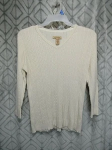 Covington Sweater Size XL White Pull Over V Neck Long Sleeve Ribbed Casual Work - Picture 1 of 3
