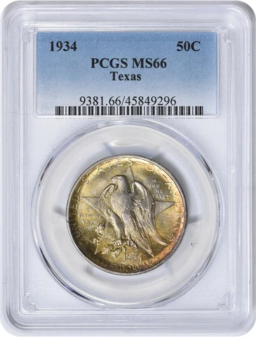 Texas Commemorative Silver Half Dollar 1934 MS66 PCGS Cover
