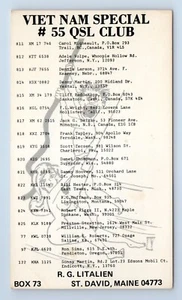 Vietnam Club Special Litalien St. David Maine ME Adult Themed QSL Radio Card VTG - Picture 1 of 2