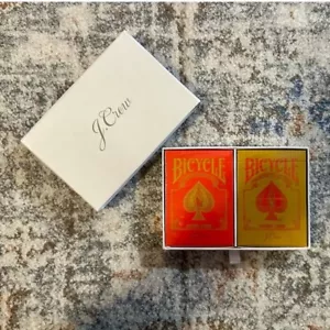 NIB J. Crew Bicycle Playing Cards VIP Set Red & Gold Packs Sealed,New - Picture 1 of 3