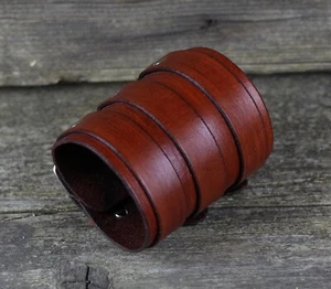 Pulsera de cuero marrón, puño hombre, accesorios mujer. Puño basculante. - Imagen 1 de 9