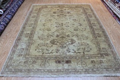 _HAND-MADE_RUG_6' X 8' Soft Color muted Beige Color Cream Background PAMIR - Image 1 of 4