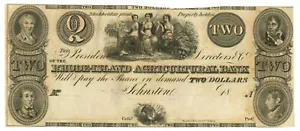 18XX Rhode Island Agricultural Bank, Johnston, RI banconota obsoleta da $ 2 (62100) - Foto 1 di 2