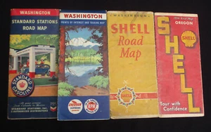 4 mapas de carreteras vintage de 1930 Washington, Oregon Shell, estándar, Chevron usados - Imagen 1 de 23