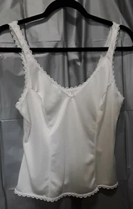 VTG Sears Women's Cami Size 34 White Slip Preppy Lace Camisole Money Academia - Picture 1 of 13