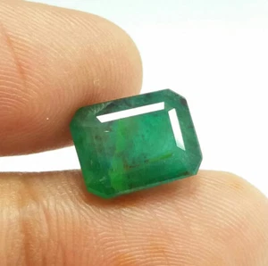 6.38 Ct Natural Nice Green Zambian Emerald AAA Untreated Emerald Cut 12x9.5 MM - Picture 1 of 12