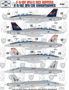 SBD48002 1:48 SB Decals F-18F F-18E Super Hornet VFA-11 Red Rippers & VFA-136 - Picture 1 of 4