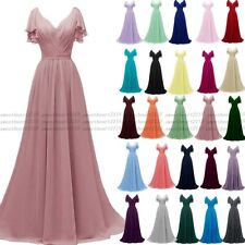 Long Chiffon Wedding Formal Evening Party Dresses Bridesmaid Ball Gown Size 6-30