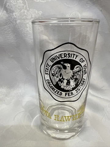 Jy23- 1960s Big Ten University Of Iowa Hawkeyes Drinking Glass 5.5" Tall Cover