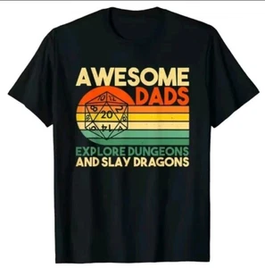 D&D Awesome Dads Explore Dungeons Dungeons and Slay Dragons T-shirt Free Postage - Picture 1 of 6