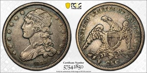1833 25C PCGS XF40 - Cuarto busto tapado - Browning 1 Pop 1!!! True View - Imagen 1 de 3