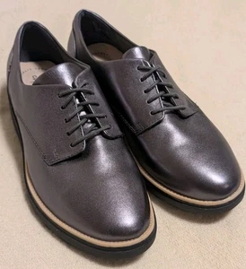 Clark's Women's 9 Sharon Noel Oxford Shoes  Gun Metal Color Leather S39 - Picture 1 of 6