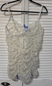 Vintage 80er Teddy Sexy Nylon und Spitze Dessous Top Large - Bild 1 von 10