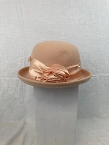 Vintage Sonni San Francisco Lancaster Felt Hat Pink With Bow Ribbon Made In USA - Picture 1 of 10