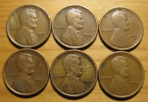 LOTE DE (6) CENTAVOS DE TRIGO LINCOLN SAN FRANCISCO DE LA DÉCADA DE 1912 DE PENNY COLECCIÓN SET - Imagen 1 de 2