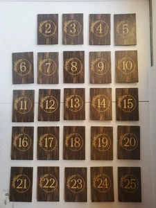 Wood Table Number Signs 2-25 - Picture 1 of 23