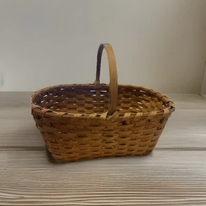 Primitive Old 1950’s Ash Split Farmhouse Berry Egg Gathering Basket - Picture 1 of 20