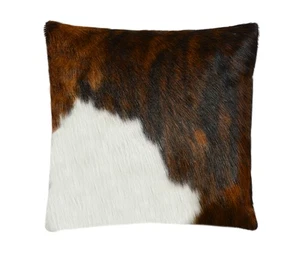 Geniune Cowhide Cushion Pillow Covers -Tricolor Leather Hair on Cow Hide Skin... - Picture 1 of 2