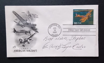 WWII B-17 Pilot John "Lucky" Luckadoo Signed First Day Cover - Image 1 of 2