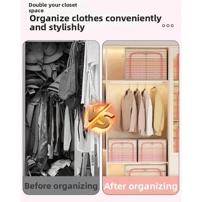 Portable Organizer Wardrobe Organization Clothes Storage Bin Metal Frame - Image 1 of 4