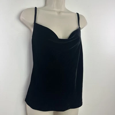 Banana Republic Black Velvet Cami V Neck M top Spaghetti Straps Layering Goth - Image 1 of 4