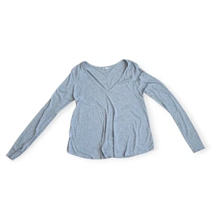 Camiseta Free People Intimately Rock the Boat cuello en V gris acanalado tejido top mujer talla L - Imagen 1 de 9