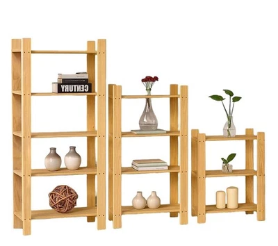 3,4 & 5 Tier Solid Natural Wooden Storage Shelf Garage Shelving Book Rack Unit - Image 1 of 2