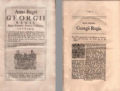 George I Act Appointing Commissioners Debts Due British Army Reign of Queen Anne - Image 1 of 3