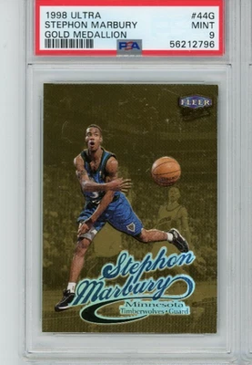 Fleer Ultra Gold Medallion 1998 #44G Stephen Marbury - Pop 5 ninguno superior - PSA 9 Foto 1 de 2