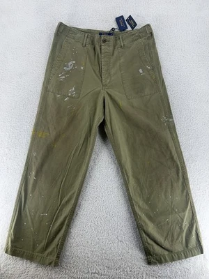 NWT Polo Ralph Lauren Milford Paint Splatter Chino Pants Womens 14 Olive Cropped - Image 1 of 4