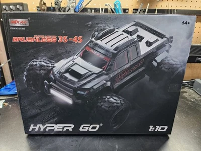 Novo na caixa MJX Hyper Go 10208 V2 1/10 controle remoto Monster Truck - Preto - 3-4s - Imagem 1 de 4