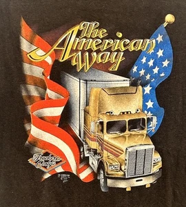 VTG 1988 Truckers Only 3D Emblem T-Shirt THE AMERICAN WAY FT. WORTH TEXAS XL VGC - Picture 1 of 12
