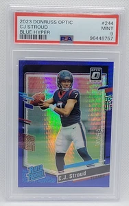 2023 Donruss Optic CJ Stroud Blue Hyper Prizm RC PSA 9 #244 Texans - Picture 1 of 2