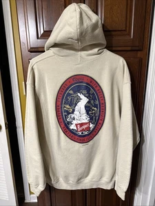 Coors Banquet Beer Hoodie Men's Medium Beige Cotton Graphic Waterfalls Whitecaps - Picture 1 of 4