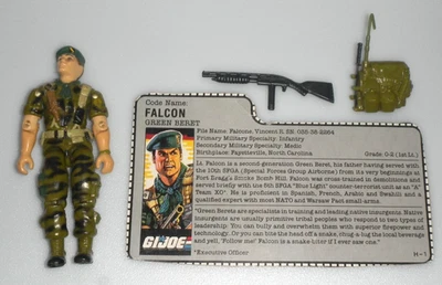 Boneco vintage G.I. Falcon Green Boina v1 1987 100% completo GI Joe 3,75 ARAH - Imagem 1 de 4